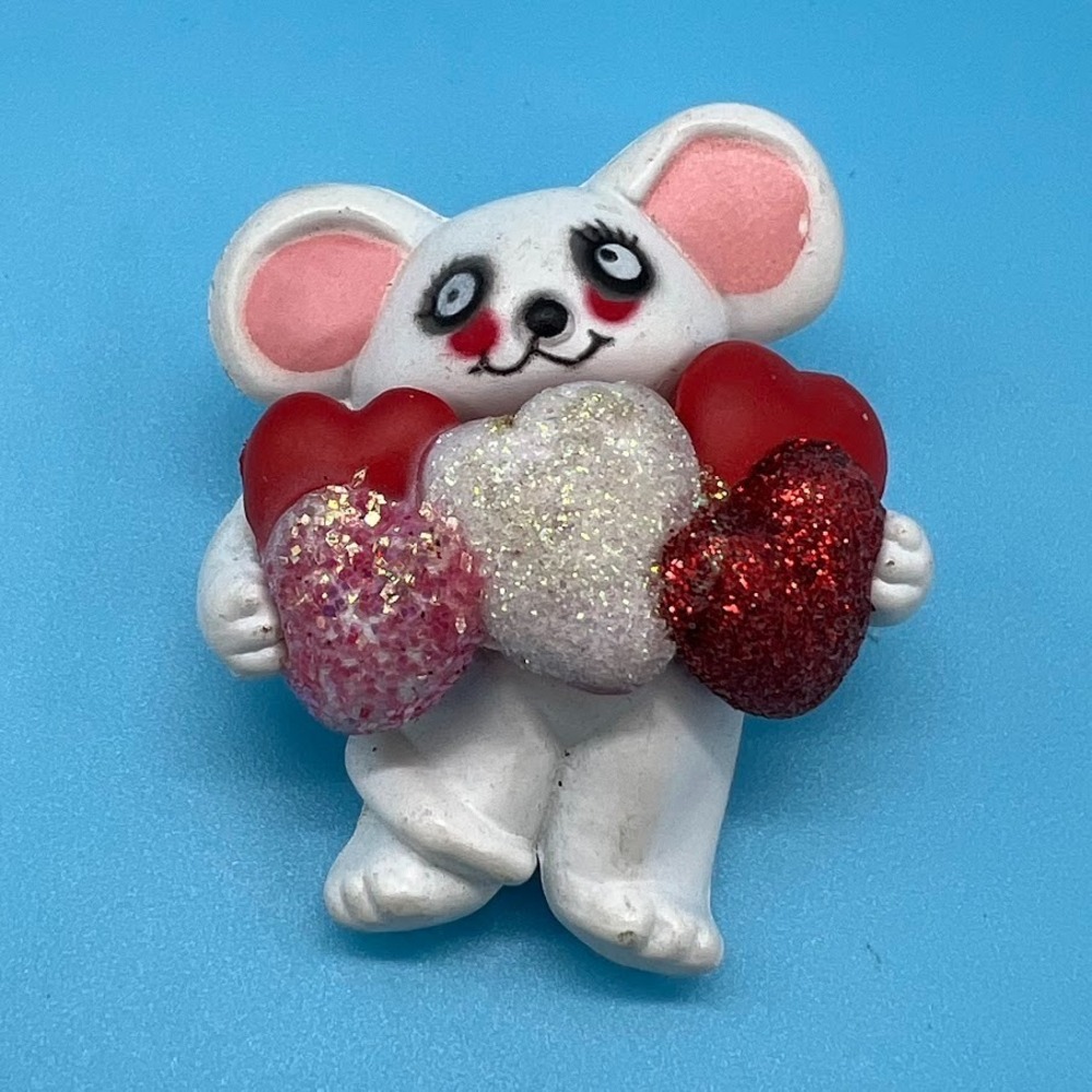 Vintage S. Lehman‎ Valentine's Day Bear Hearts #6097 Fun World Brooch Pin 1984